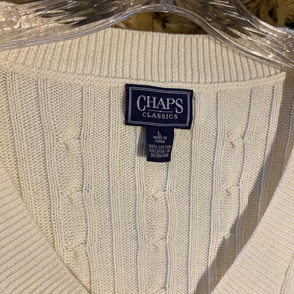 Yr END SALE‼️“CHAPS” Ivory V-Neck in 100% Cotton. Another Primary Piece Sz L. - Picture 2 of 7